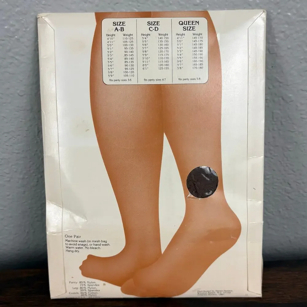 VTG Slenderalls Underalls Queensize Pantyhose Support Leg Sandalfoot - Coffee